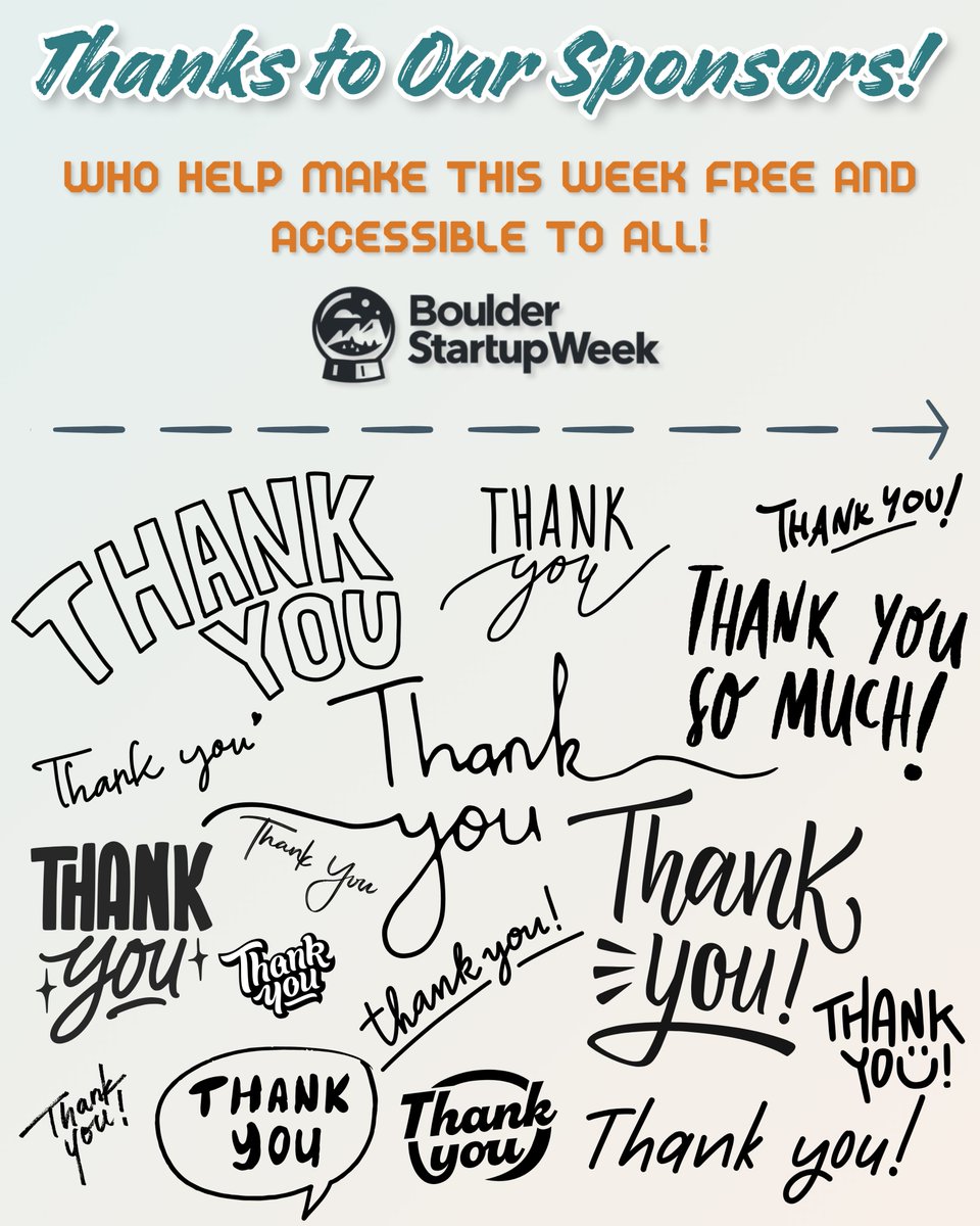 bldrstartupweek's tweet photo. Part Two: A special BSW thank you to our awesome sponsors! The week simply couldn't happen without their support. Check them out! https://t.co/X3ptnQgkfc

#BSW26 #boulderstartupweek #boulderstartups #boulder https://t.co/tHjXV3ZG7Y