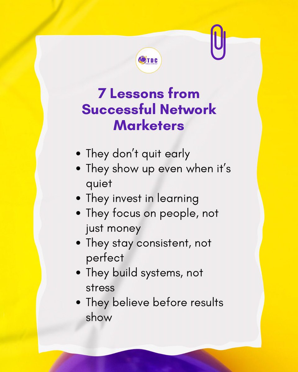 tdc468's tweet image. 7 LESSONS FROM SUCCESSFUL NETWORK MARKETERS🔥

#networkmarketers #networkmarketi̇ng #tdcmobilestore #tdc468 #networkmarketingtips
