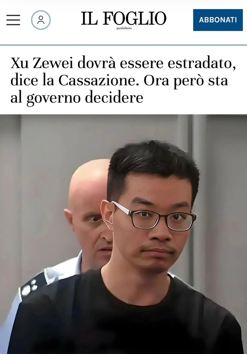 🇨🇳 Xu Zewei (徐泽伟), the Hafnium hacker arrested in Milan on July 3, 2025, must be extradited to the US, says 🇮🇹 Supreme Court of Cassation. Now it’s up to the Italian government to decide.

With the legal case concluded, the political one begins. 🇮🇹 Minister of Foreign Affairs