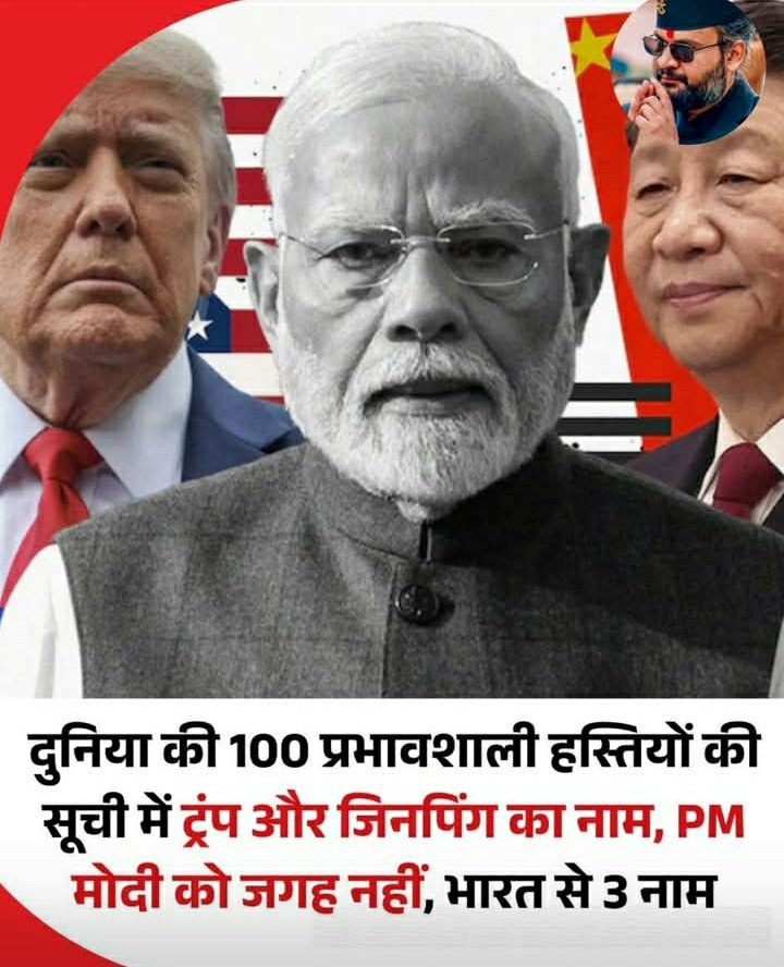 Queen510619151's tweet image. आईईई... बॉयकॉट टाइम मैग्जीन! ✊

दुनिया की प्रतिष्ठित पत्रिका टाइम (#TIME) ने साल 2026 के लिए बहुप्रतीक्षित TIME-100 लिस्ट जारी कर दी है। 

इस 100 प्रभावशाली व्यक्तियों की सूची में भारत के प्रधानमंत्री नरेंद्र मोदी को शामिल नहीं किया गया है।

लिस्ट में एक तरफ डोनाल्ड ट्रंप,