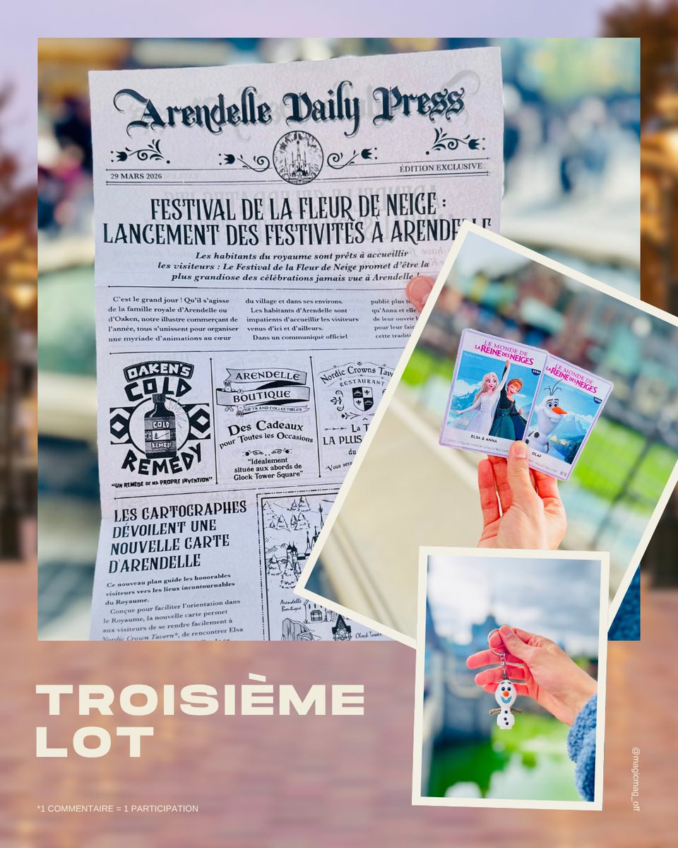 magicmag_off's tweet photo. 🎁 CONCOURS MagicMag ✨

Gagne 3 lots Disney Adventure World &amp; World of Frozen !

👉 Abonne-toi + like + partage + identifie 2 personnes
📅 Fin : 26/04/2026 – 20h
📍 FR/BE/LU

🍀 Bonne chance !

#Concours #Giveaway #Disney #WorldOfFrozen #DisneyAdventureWorld https://t.co/1jEupluBGm