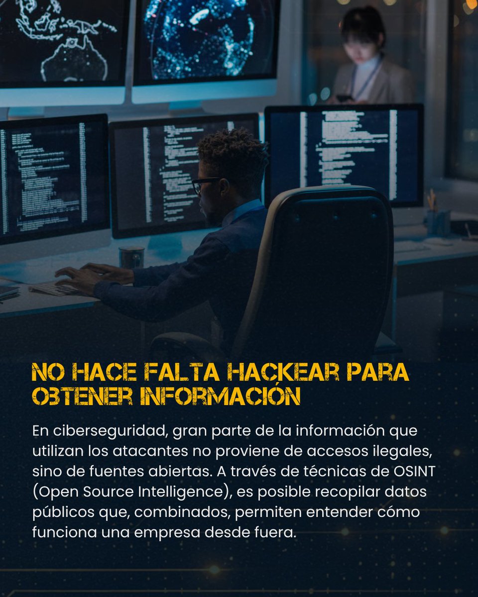 secadm1n's tweet photo. ¿Cuánta información se puede obtener de una empresa sin necesidad de hackearla?
En muchos casos, más de la que imaginamos, y además utilizando únicamente fuentes públicas 🔎
Abro hilo 👇
#SecAdmin #Ciberseguridad #CyberSecurity #OSINT https://t.co/Td8euN7x9Q