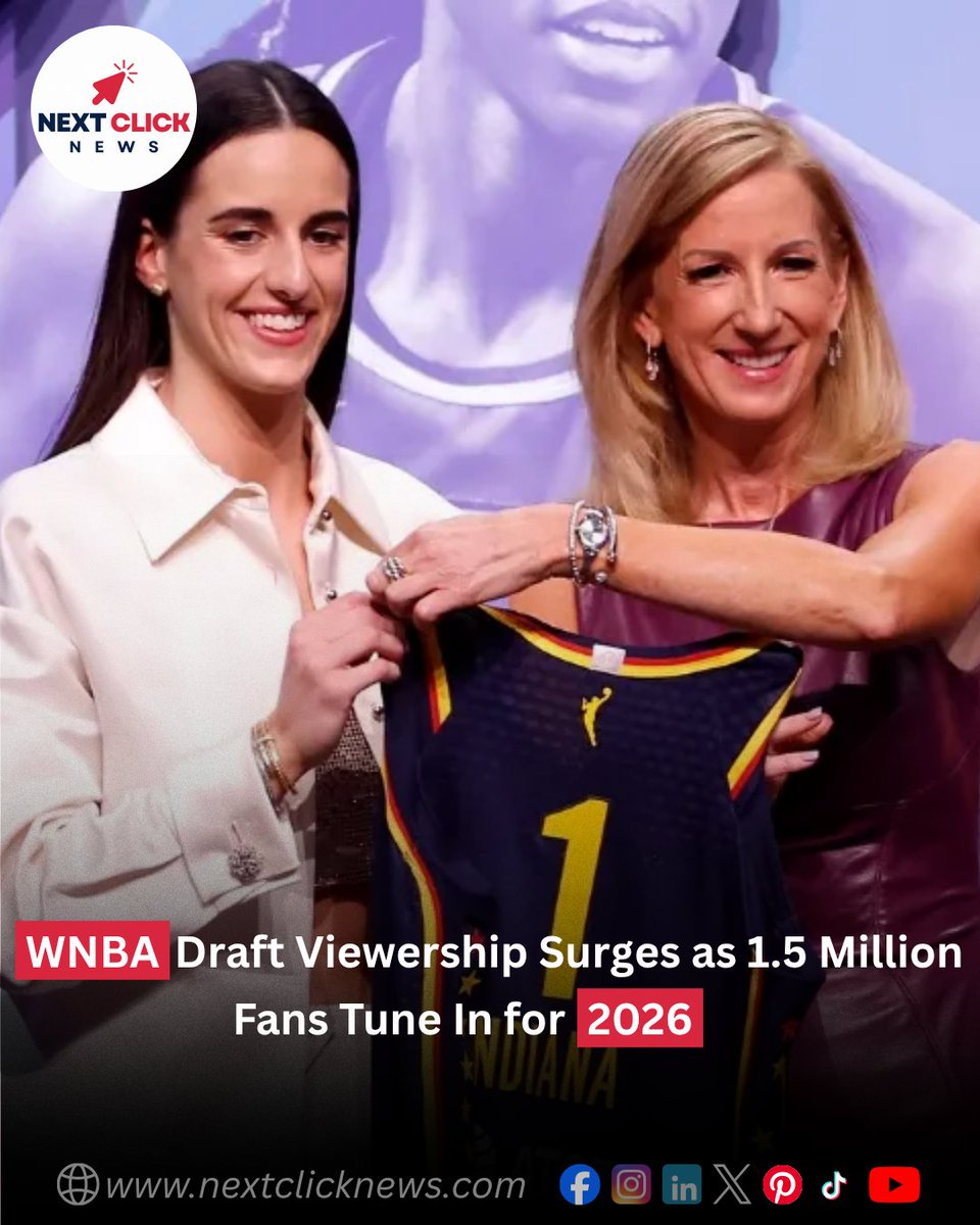 NextClickNews's tweet image. 🏀 The WNBA has reached another massive milestone, with 1.5 million viewers tuning in for the 2026 Draft. 

🔗 nextclicknews.com/2026/04/17/wnb…

#WNBA #WNBADraft #BasketballNews #WomenInSports #SportsTrends #WomensBasketball #NextClickNews