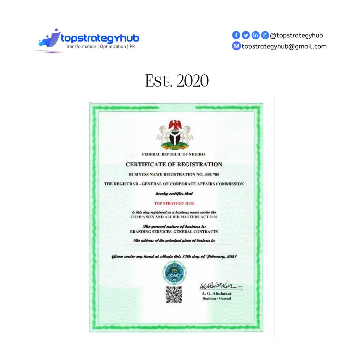 topstrategyhub's tweet image. Est. 2020; Five Years a Creative Strategy Hub helping Brands and Businesses reshape Brand Perception, optimize Customer Relationships, reach New Frontiers, and maintain a sustainable Brand Identity. 

#Topstrategyhub
#Transformation
#Optimization
#PublicRelations