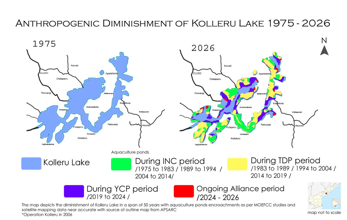 bolisetti_satya's tweet photo. Here are the maps showing the encroachments in each regime 

During 
INC 20 yeaes  65,000 acres
TDP 20 years  60,000 acres
YCP  06 years 30,000 acres
Kutami in 2 years 6,000 acres https://t.co/m3yTaMnA7V