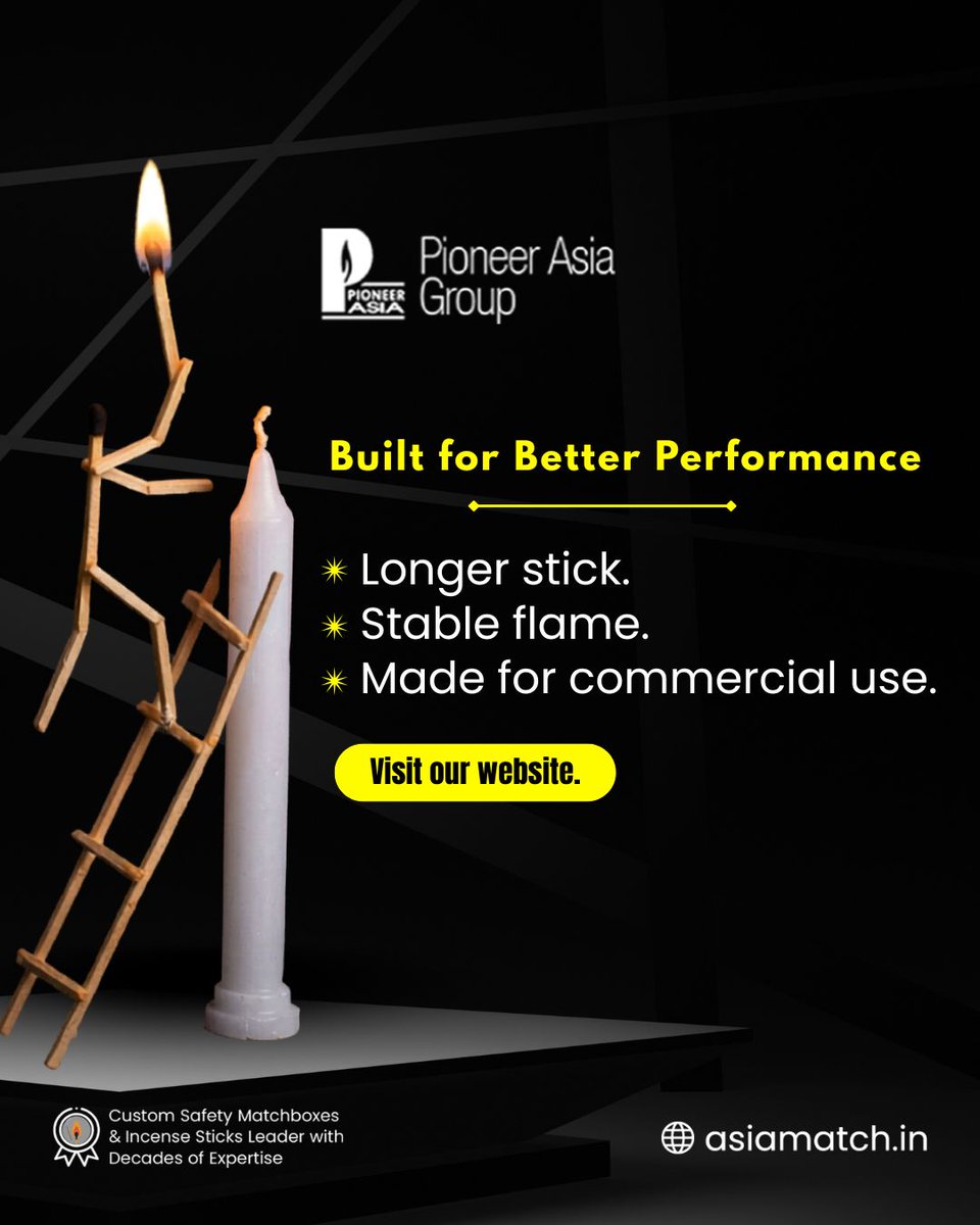 asia_match's tweet image. Built for better performance.

Our custom safety matchboxes offer a longer stick, stable flame,
and commercial-ready quality.

Visit us to know more : asiamatch.in

#AsiaMatch #SafetyMatchboxes #CommercialUse #QualityMatches #PioneerAsiaGroup