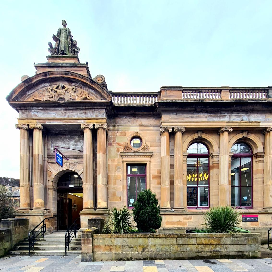 Woodside Public Library on St George's Road in Glasgow. One of the city's Carnegie libraries, it was designed by James R. Rhind and was opened in 1905. The sculptures are by William Kellock Brown.

#glasgow #architecture #architecturephotography #woodside #publiclibrary