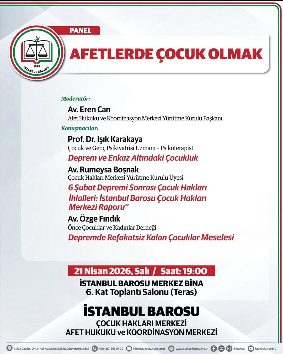İstanbul Barosu Çocuk Hakları Merkezi tweet media