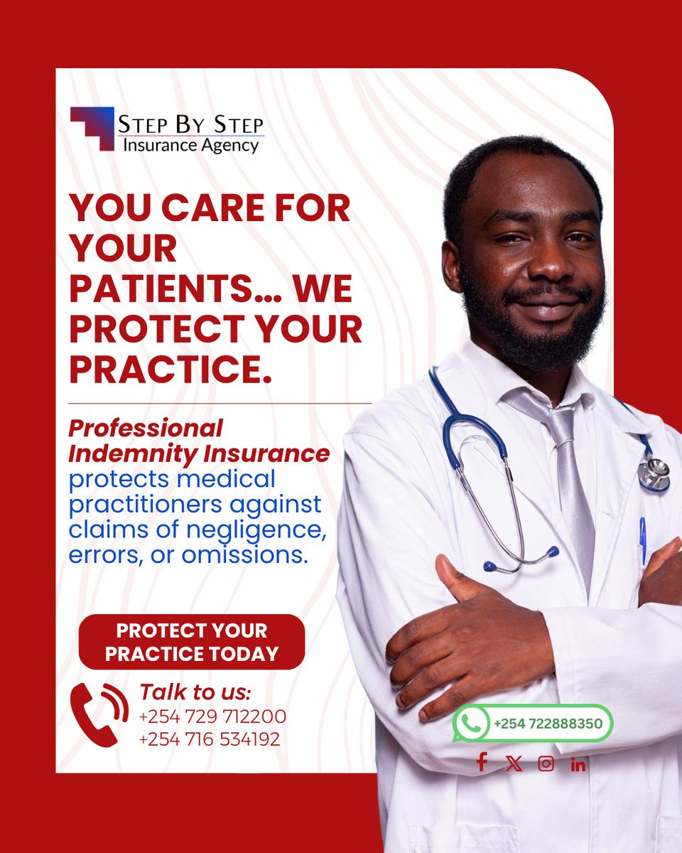 StepByStepIA's tweet image. As a medical professional, your focus is on saving lives and providing the best care possible. 🩺

Professional Indemnity Insurance protects you against legal and financial risks, allowing you to practice with confidence and peace of mind.

#StepByStepInsurance