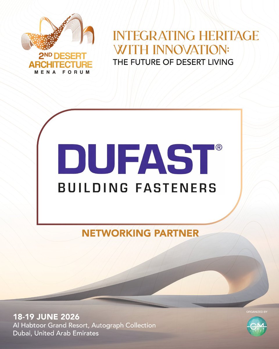 DesArchForum's tweet photo. @infodufast joins the 2nd Desert Architecture MENA Forum as Networking Partner, fostering connections that drive collaboration across the built environment.

📅 18th-19th June 2026 |📍Dubai, UAE
🔗https://t.co/bq2hhBJGwR

#Networking #Construction https://t.co/UXqOwwqzjh