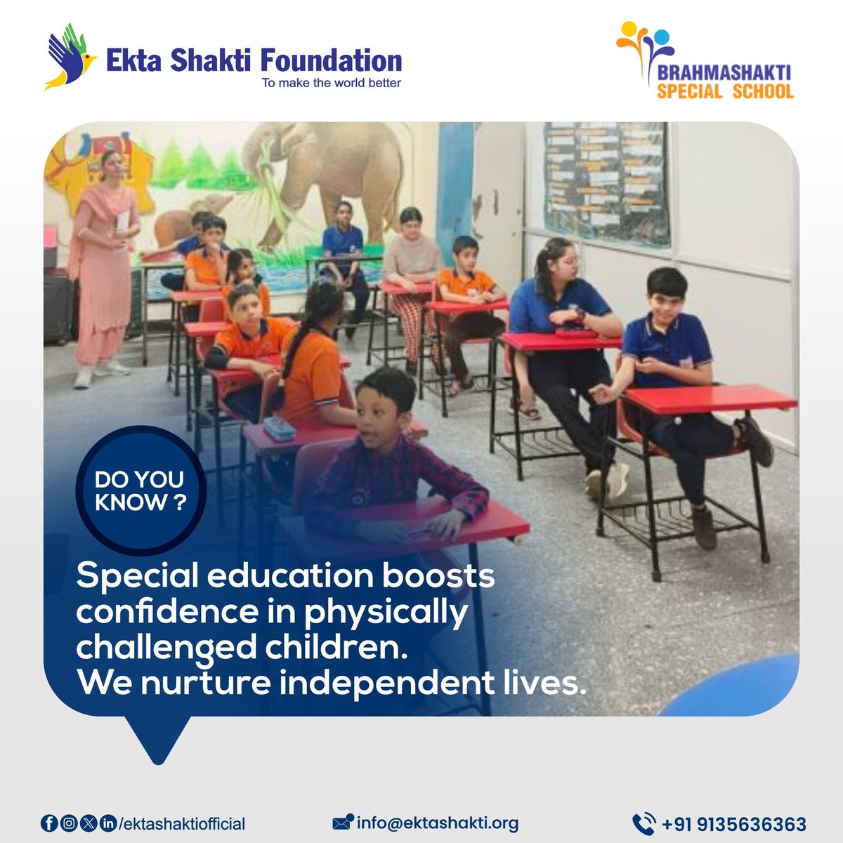 ekta_shakti's tweet image. Do you know? Special education boosts confidence in physically challenged children. We nurture independent lives.

#specialchildren #differentabilities #UniqueTalent #equalopportunity #donateforthespecialchildren