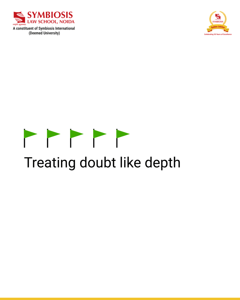 LawNoida's tweet image. In law, doubt is not weakness. Often, it is the start of better reasoning. 
.
.
.
#lawschool #lawstudents #slsnoida #criticalthinking