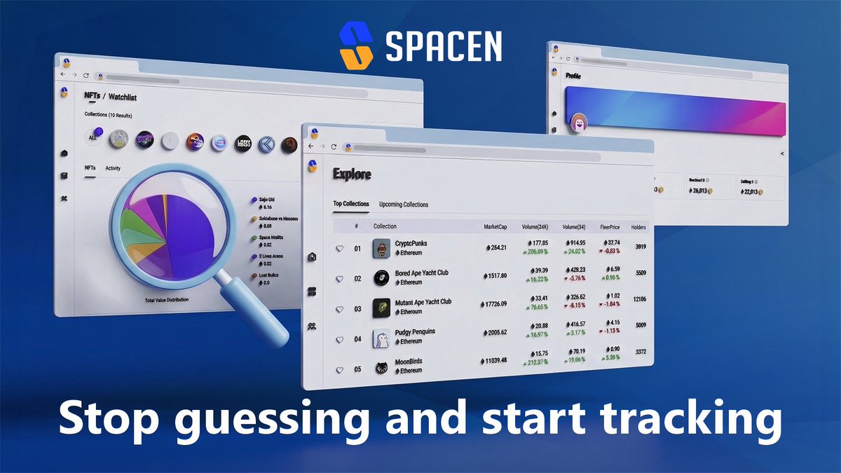 spacenNFT's tweet image. ✨ Stop guessing and start tracking with #SpaceN!

🚀 Our dashboard visualizes your ROI, total spend, and floor prices across multiple chains and wallets.

💎📈 Manage every #NFT detail in one unified hub. Data-driven wins only!

$SN
