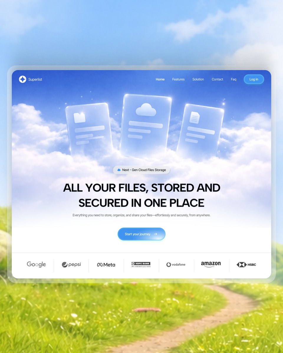 uxankt's tweet photo. Designed a cloud storage SaaS landing page focused on clarity, trust, and conversion.

Clean layout. Strong messaging. Built for modern web products ☁️

#uidesign #uiux #saasdesign #webdesign #landingpage #productdesign #figma #designinspiration https://t.co/wrpGLu1K6T