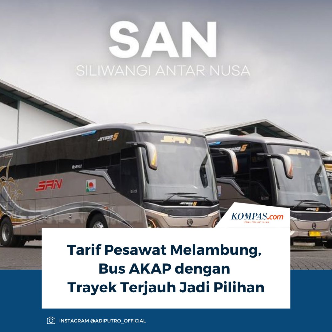 KompasOtomotif's tweet image. Kenaikan harga avtur berdampak pada naiknya tarif tiket pesawat domestik, sehingga sebagian masyarakat mulai melirik kembali moda transportasi darat, salah satunya bus AKAP.

Baca Selengkapnya 👇🏻
otomotif.kompas.com/read/2026/04/1…

~NA #Avtur #TiketPesawat #BusAKAP