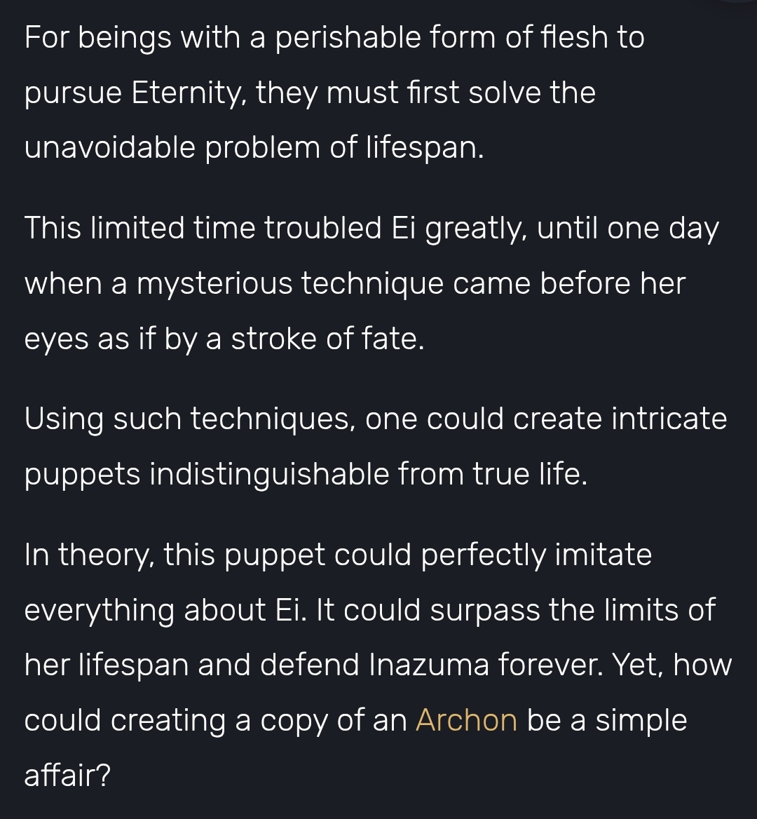 Something I've been thinking about recently. Ei is a parallel to the PO in many aspects, and she created a puppet (her shadow) using parts of herself and Khaenri'ahn technology she found by chance.
Could the Heavenly Principles have created the shades using our spaceship?