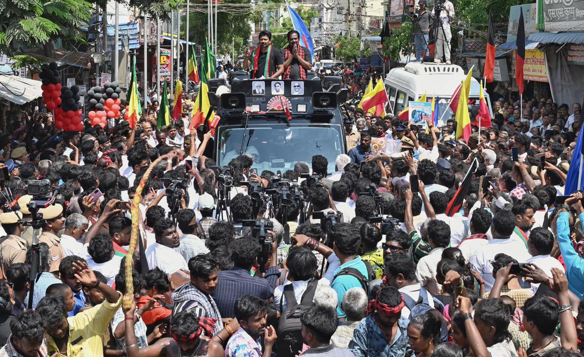 THChennai's tweet photo. #TamilNaduElection: 

#DMK leader and Deputy Chief Minister #UdhayanidhiStalin campaigned in support of the party’s #MaduraiEast Assembly constituency candidate P. Moorthy, in #Madurai on Thursday.

📸: R. Ashok (@ashokfoto) / The Hindu https://t.co/jig8tiiSGK