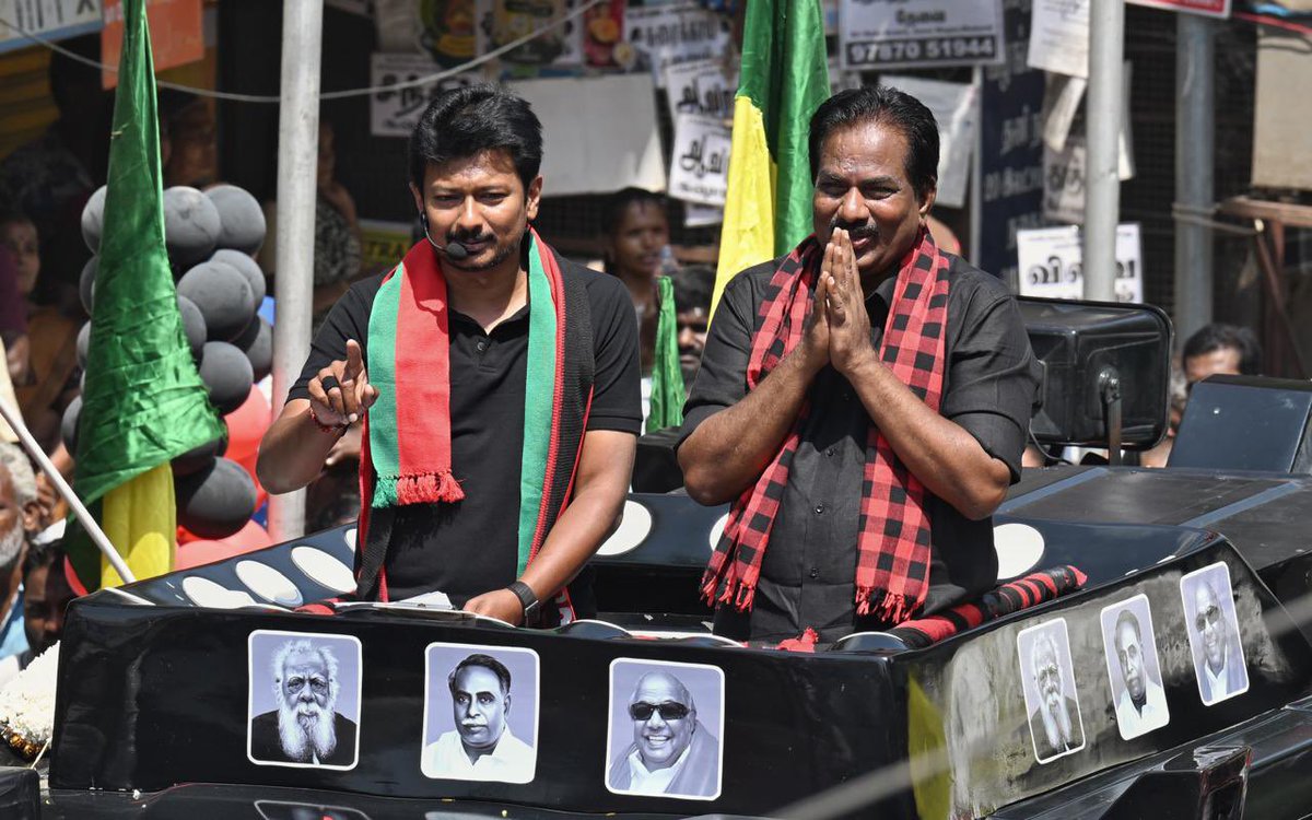 THChennai's tweet photo. #TamilNaduElection: 

#DMK leader and Deputy Chief Minister #UdhayanidhiStalin campaigned in support of the party’s #MaduraiEast Assembly constituency candidate P. Moorthy, in #Madurai on Thursday.

📸: R. Ashok (@ashokfoto) / The Hindu https://t.co/jig8tiiSGK