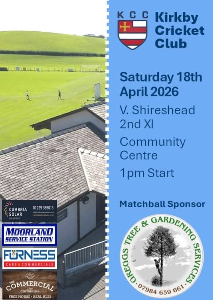 KirkbyC's tweet photo. Crickets back at the community centre! 1pm start as we take on @Shires_FortonCC 2nds in the opening @wc_league game of the 2026 season! Come up and support!,  refreshments available! 🍹 Many thanks to Shaun Gregg for sponsoring the matchball 🏏 #KCC https://t.co/E9J8XKGuKv