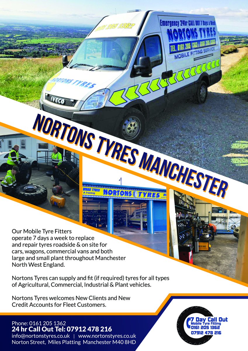 nortonstyres's tweet image. Nortons Tyres welcomes New Clients &amp;amp; New Credit Accounts for Fleet Customers
nortonstyres.co.uk
info@nortonstyres.co.uk
24hr mobile tyre fitting call out 07912 478216 or day 0161 205 1362 
#tyres #manchester #24/7 #mobilefitting #24hrs #24hours #tyrefitting