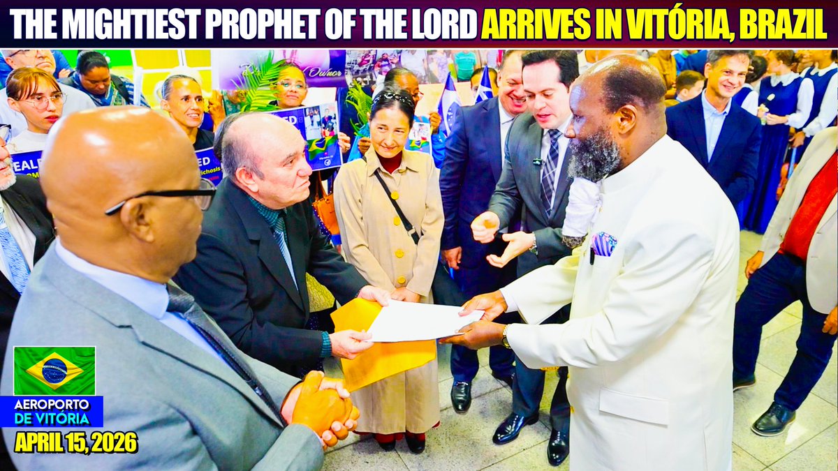 RepentanceNews's tweet photo. JUST IN: Prophet Dr. Owuor arrives in the city of Vitória, Brazil for a major revival mission to announce the GLORIOUS coming of Jesus Christ the Messiah — Malachi 4:5 https://t.co/XoiUdcDMAA