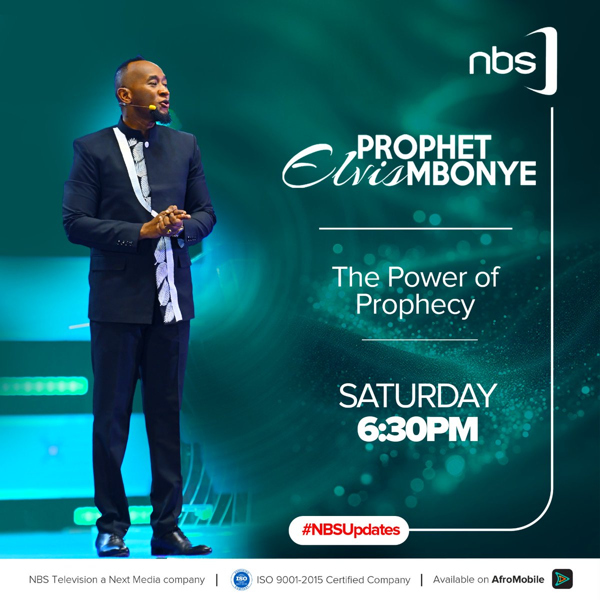 nbstv's tweet photo. This Saturday at 6:30 PM, experience The Power of Prophecy with @Prophet_elvis.

A word is coming timely, powerful, and life-shaping. Don’t miss it.

#ProphetElvisMbonye #NBSUpdates https://t.co/IYVWebxD6C