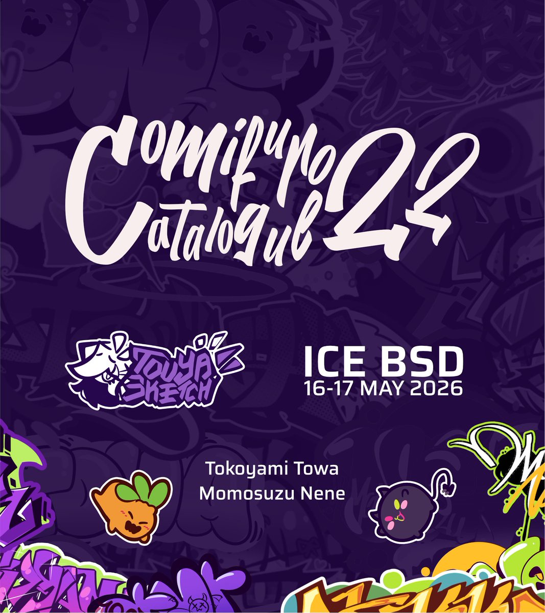 Touya_Sketch's tweet photo. [ Shares are appreciated! ]  

Hello Heres my catalogue for #Comifuro22 #CF22  

🌟Hololive jp : Tokoyami towa, Momosuzu Nene
💜Booth : L-45a (both days) 
 📅ICE BSD MAY 16-17, 2026 

OTS only  Thankyou !  

(1/2) 
#comifuro22catalogue #cf22catalogue https://t.co/TVPSQZD4hb