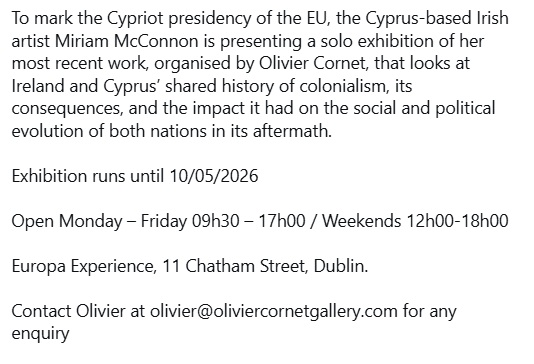 OC_Gallery's tweet photo. Reminder about Common Fractures, an exhibition by Miriam McConnon at the Europa Gallery, 11 Chatham Street, Dublin 2. Organised by Olivier Cornet.
https://t.co/zu6XNDPocu https://t.co/GTOzmWc6OK