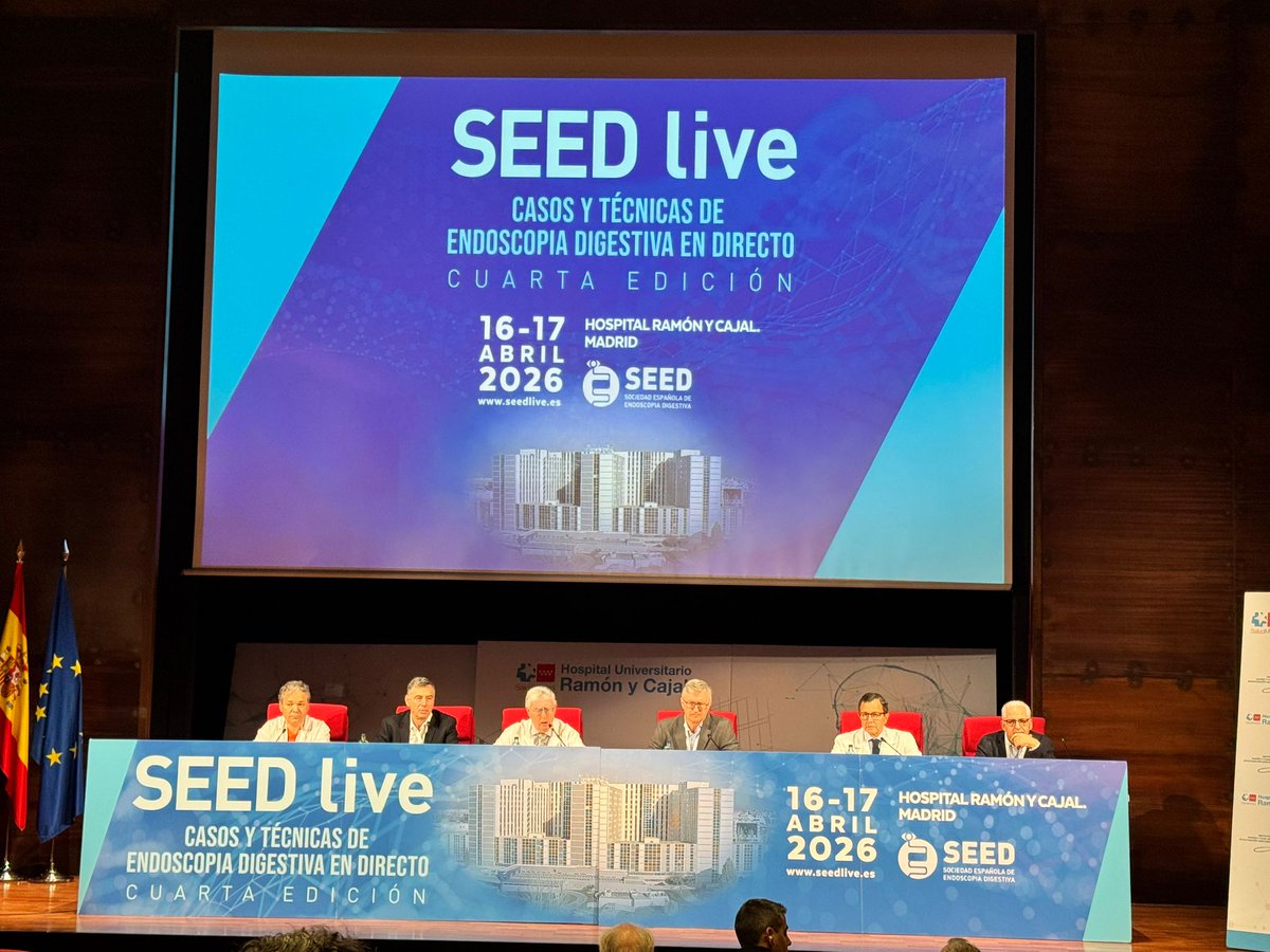 SEEDendoscopia's tweet photo. 🙌 Inauguramos la cuarta edición de #SEEDlive: el curso de casos endoscópicos en directo con el que la Sociedad Española de Endoscopia Digestiva refuerza su compromiso con una formación práctica, realista y orientada a la toma de decisiones. 

Y lo hacemos desde el Hospital Ramón y Cajal de Madrid. Durante los días 16 y 17 de abril, todos los asistentes se adentrarán en cómo pensamos y actuamos en tiempo real, cómo resolvemos dificultades técnicas y cómo abordamos incidencias que pueden aparecer durante un procedimiento, aprendiendo directamente de endoscopistas con amplia experiencia.

Toda la info en https://t.co/1R1BmMRt0d

¡Comenzamos!

#endoscopia #endoscopiadigestiva #formacion #endoscopy #endoscopistas