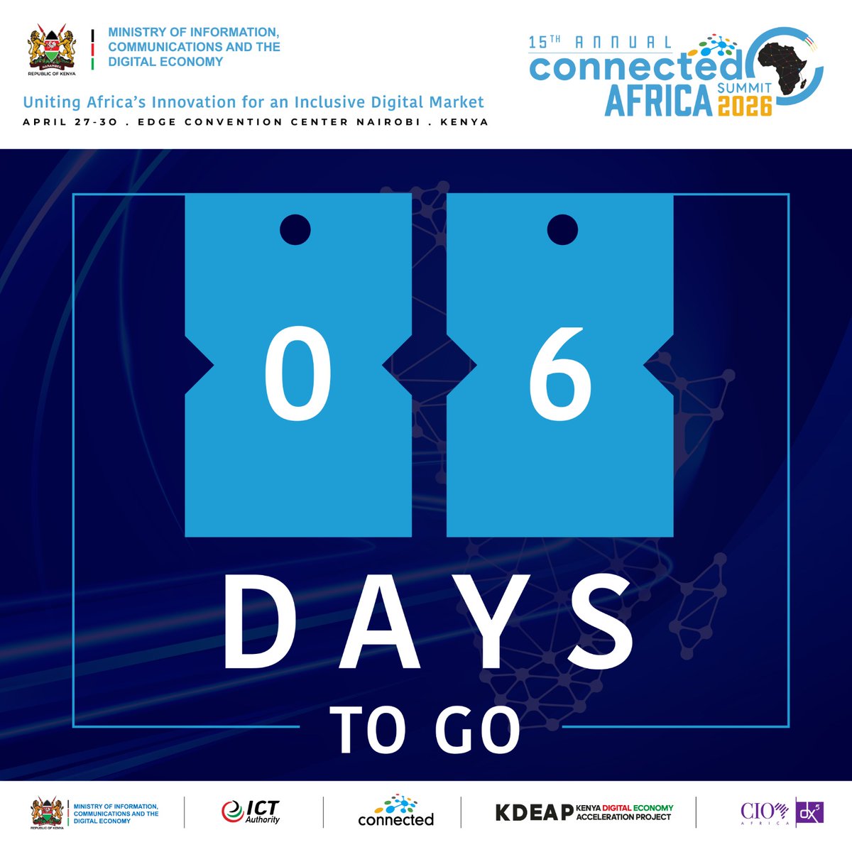 dx5ve's tweet image. 6 Days To Go! The room is almost ready. The speakers are set. The momentum is undeniable.

Will you be there when it all begins?

🎟️ Register now:

lnkd.in/dZ_Chfqt

📍 Edge Convention Centre, Nairobi

📅 27–30 April 2026

#ConnectedAfrica2026 #6DaysToGo #TechLeadership