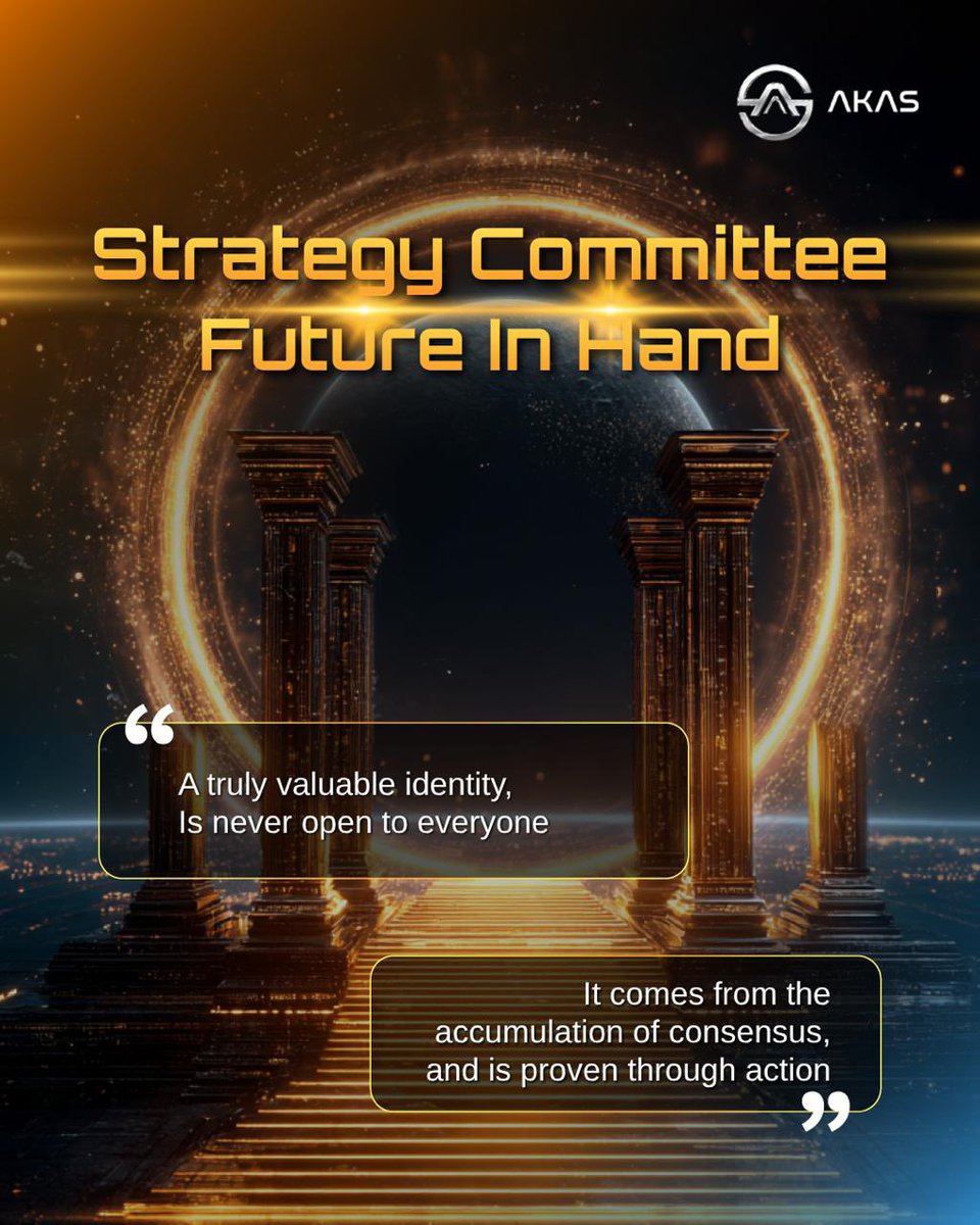 AKASOfficial_'s tweet image. Take a seat in the Strategy Committee, and take control of the future 🚀

A truly valuable identity
is built after consensus and action ✨

Here, resonate with the core will;
Here, let decisions move one step ahead 🎯

#AKAS #StrategyCommittee #ConsensusEmergence #CoreGateway