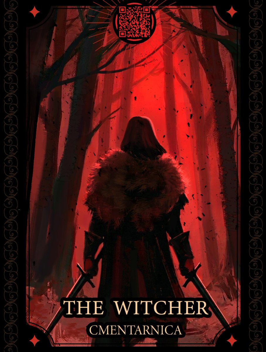 viccerys's tweet image. Tarot cards! Celia (drawn by @cmentarnica666) as “the Witcher,” and Reiner as “the Sorcerer” ✨ We’re participating in this year’s Polish Artist Alley collector card exchange!

#art #witcher #tarot #oc #kAArta