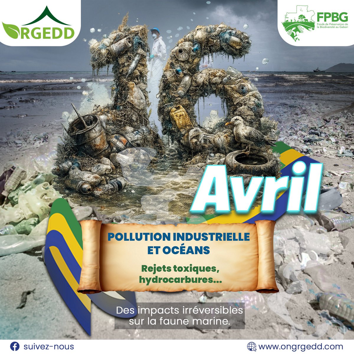 Pollution industrielle et océans

Rejets toxiques, hydrocarbures…

Des impacts souvent irréversibles sur la faune marine.

Agir maintenant, c’est protéger la vie marine de demain.

<a href="/FPBG_Gabon/">FPBG : Fonds de Préservation de la Biodiversité</a> 
#Pollution #Océan #Biodiversité #RSE