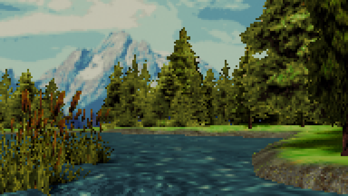 AlwaysPreston's tweet photo. A few render styles of my (sloppy) #lowpoly River Scene! https://t.co/uTzhKwGxpi