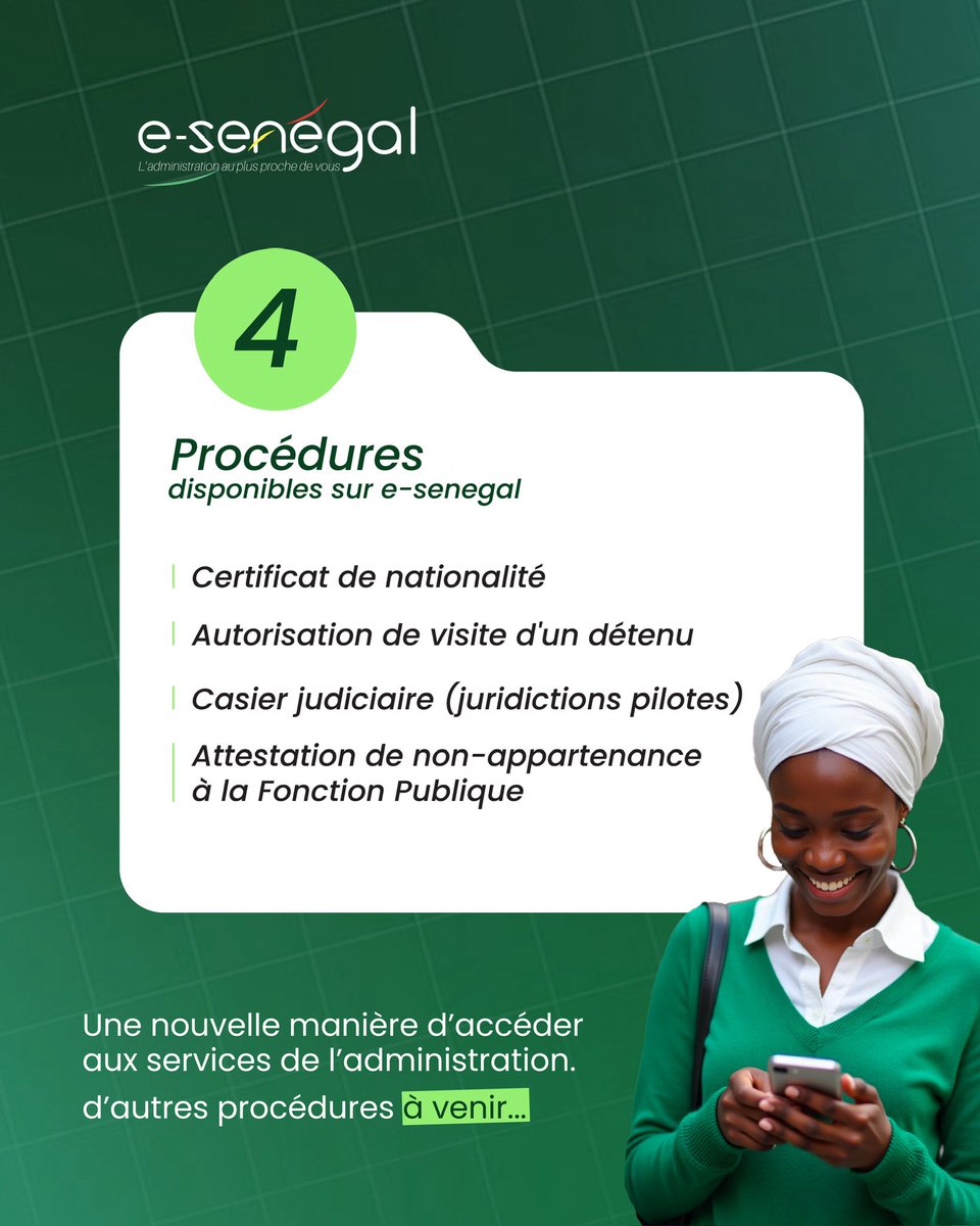 Rendre visite à un proche ne devrait pas être compliqué.

La demande d’autorisation de visite peut désormais se faire en ligne (selon les juridictions concernées).

Rendez-vous sur e-senegal.sn pour effectuer vos démarches, où que vous soyez.