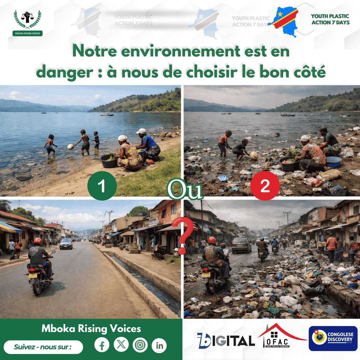 NTAKOBAJIRAN's tweet image. Les déchets plastiques étouffent nos villes et polluent notre avenir.

Le choix est simple : continuer ou agir.
Choisis d’agir. 🌍

Protéger l’environnement, c’est protéger notre futur.

#YPA72026 #MbokaRising #Plastic #Youth