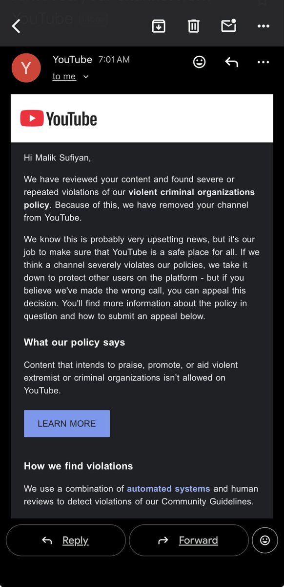hithere_devs's tweet photo. So now they’re completely controlling @YouTube ..
@sneako knows who..

My sister’s basic channel was just gaining tracking not even 2k subs still got banned shows the country promoting so called free speech! https://t.co/31XiaFlRMx