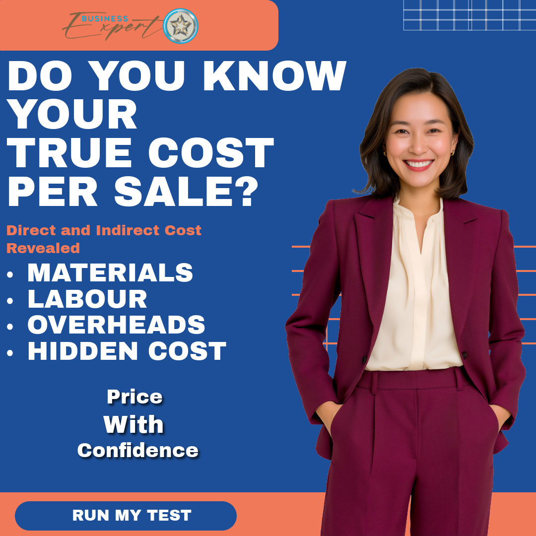 bus_expert_sa's tweet image. Do you know your true cost per sale? Uncover materials, labour, overheads, and hidden costs so you can price with confidence and protect your profit. #BusinessGrowth #PricingStrategy #SmallBusiness #ProfitMargin