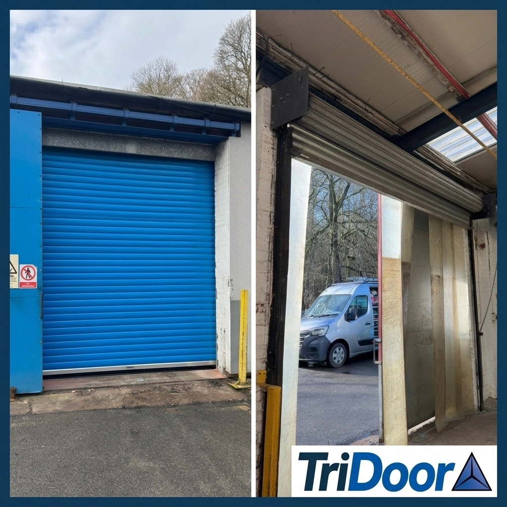 tridoor's tweet image. Out with the old, in with the automatic! 🚀

We installed an insulated i95 lath door with a heavy-duty 3-phase motor. Faster, safer, and more efficient. 🛠️

Want an upgrade? Chat with our bot on our website now!

#IndustrialDoors #Maintenance