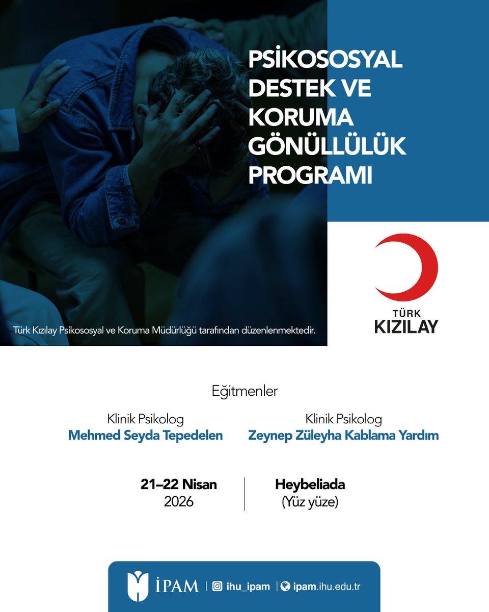 ihu_ipam's tweet photo. Psikososyal Destek ve Koruma Gönüllülük Programı
#ipam #Psikososyal https://t.co/3Gs36vmHpD