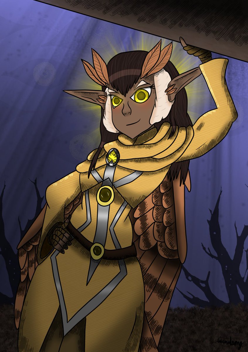 My D&amp;D owlgirl character Khalla. Doing some night time treasure seeking.
#dndcharacterart #art #owlgirl