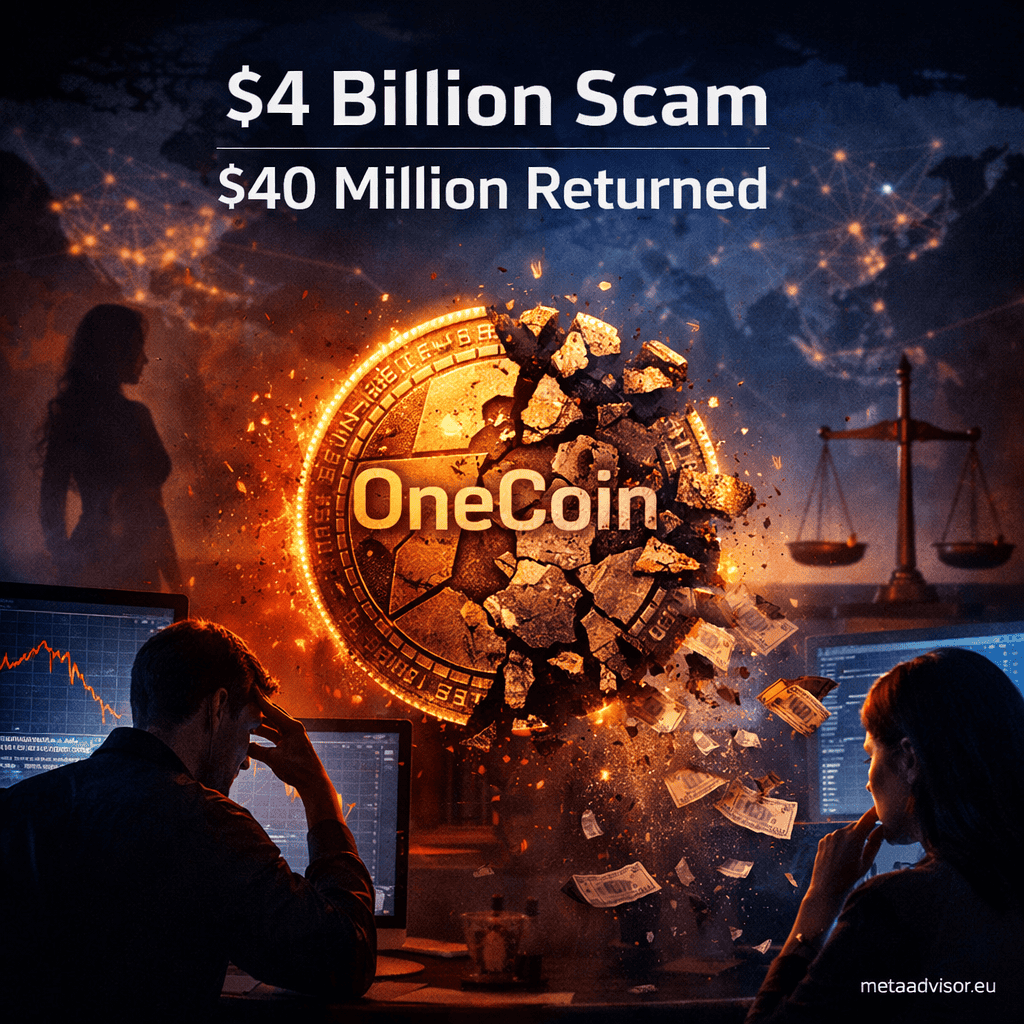 MetaadvisorEU's tweet image. $4B crypto scam. Only $40M returned.
OneCoin victims can finally claim compensation — but most of the money is gone forever.

👉 Follow us for more insights on AI, tech &amp;amp; crypto
 metaadvisor.eu/news/onecoin-c…

#OneCoin #Crypto #Scam #Fraud #Bitcoin
FYI: Not financial advice
