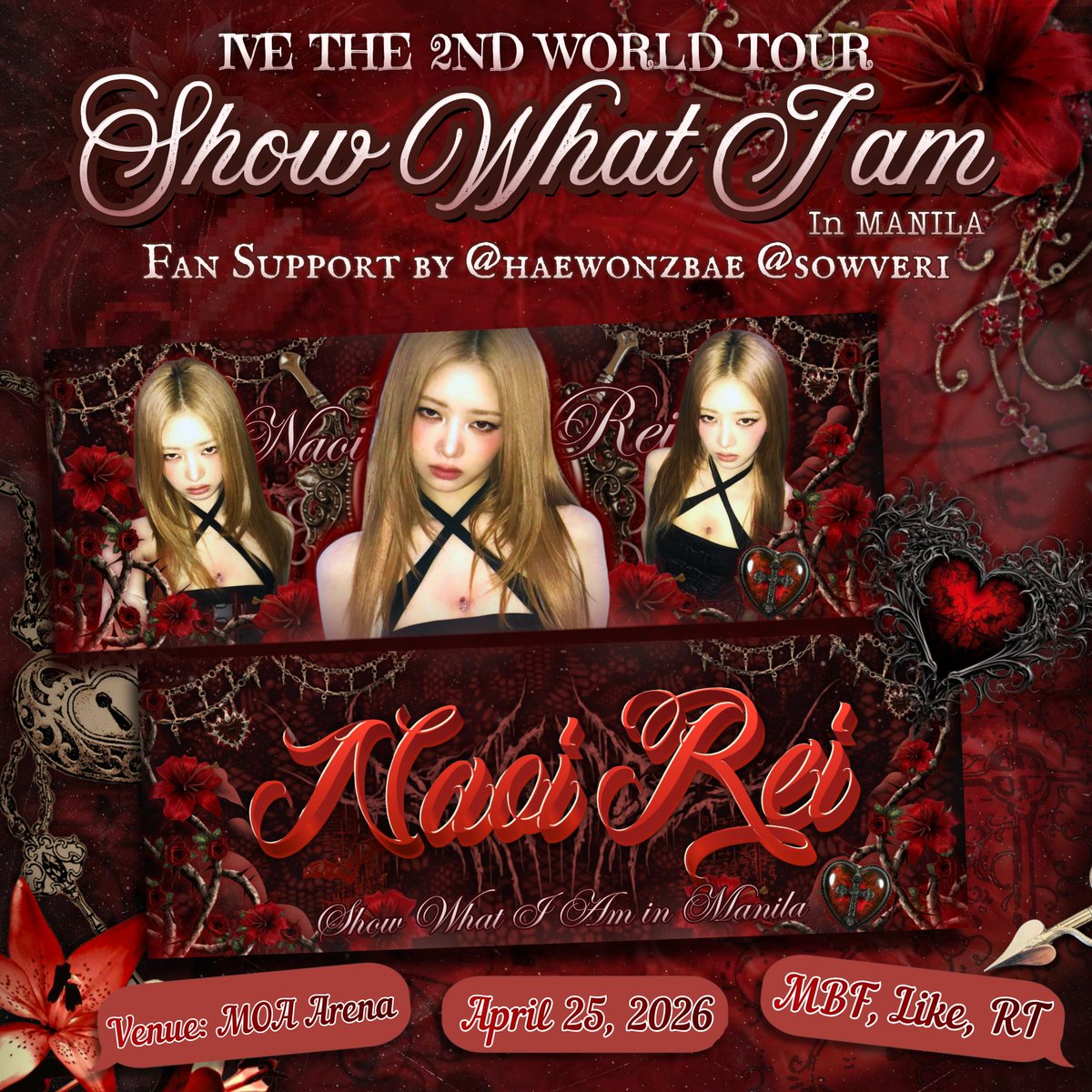 𝐒𝐇𝐎𝐖 𝐖𝐇𝐀𝐓 𝐈 𝐀𝐌 𝐢𝐧 𝐌𝐀𝐍𝐈𝐋𝐀 ✨️ 
𝓡𝓮𝓲 𝓕𝓪𝓷 𝓢𝓾𝓹𝓹𝓸𝓻𝓽 𝓯𝓻𝓮𝓮𝓫𝓲𝓮 𝓫𝔂 <a href="/haewonzbae/">rien will see IVE ᯓ★๋࣭⭑</a> / <a href="/sowveri/">ches WILL SEE IVE ☆</a>

Another banner, see you all soon 💞

🌹 1:1 Ratio
🌹 Limited Quantity, prio trades
🌹 Time TBA

#SHOW_WHAT_I_AM_in_MANILA