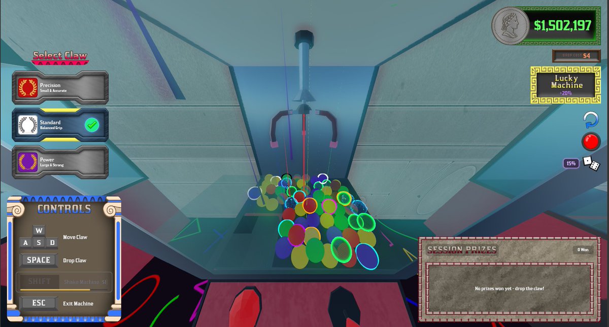 lag_spike's tweet image. WIP ALERT: The claw game has a name: Claw Colosseum!
Spent the week rebuilding the UI around an ancient aesthetic. Still learning UI design, but I'm hyped on where it's going. 🏦

#sbox #gamedev