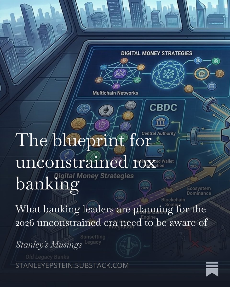 StanleyEpstein's tweet image. STANLEY’s MUSINGS #Podcasts - The blueprint for unconstrained 10x banking - stanleyepstein.substack.com/p/the-blueprin…
#FinTech #DigitalCurrency #Banking #FutureOfBanking #AIagents #DigitalMoney