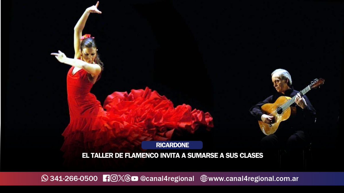 💃🌹 ¡SENTÍ EL RITMO DEL FLAMENCO EN RICARDONE! 🌹💃

¿Querés aprender a bailar, divertirte y desconectarte de la rutina? ¡El taller de la profe Betina Bonano es para vos! ✨

📺 CANAL 4 REGIONAL
💻 canal4regional.com.ar
📲 RS: <a href="/canal4regional/">CANAL 4 REGIONAL</a>