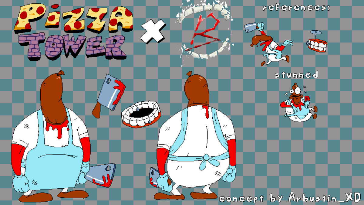 BushinXd's tweet image. pizza tower x bite by night concept #pizzatower #bitenynight