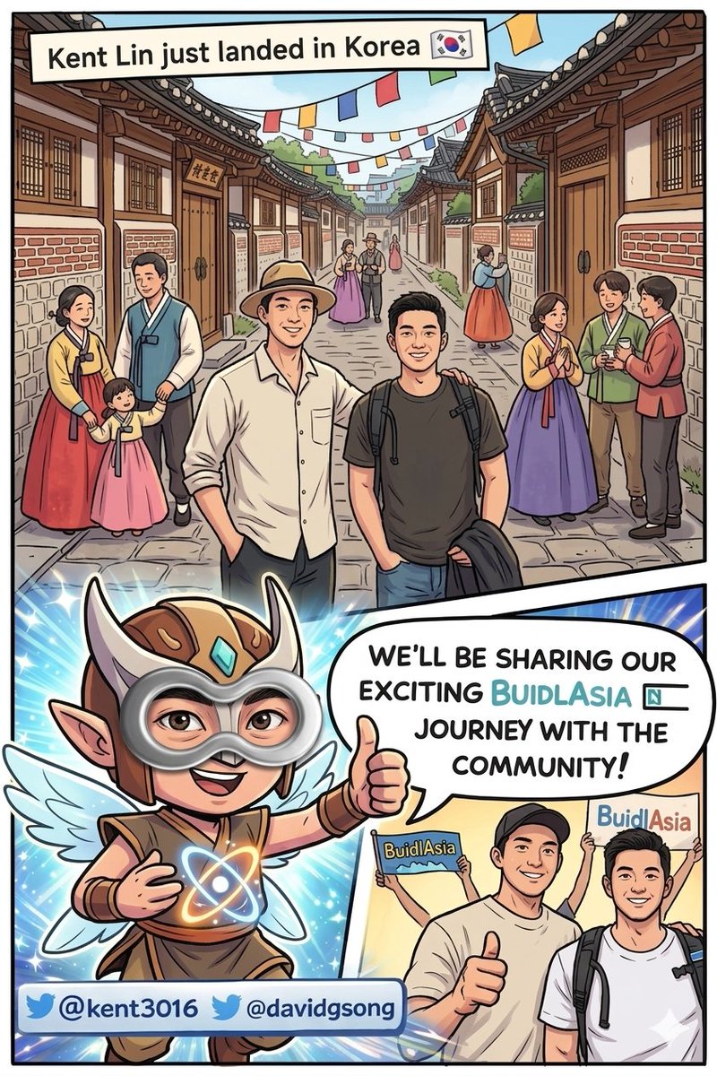 JahinMina10428's tweet photo. Finally touched down in Korea! It was amazing catching up with David in the beautiful Bukchon Hanok Village. We can't wait to share our exciting #BuidlAsia journey with the entire community. Stay tuned for some big updates!
@get_optimu
@optimum networks https://t.co/qoAQG745vz