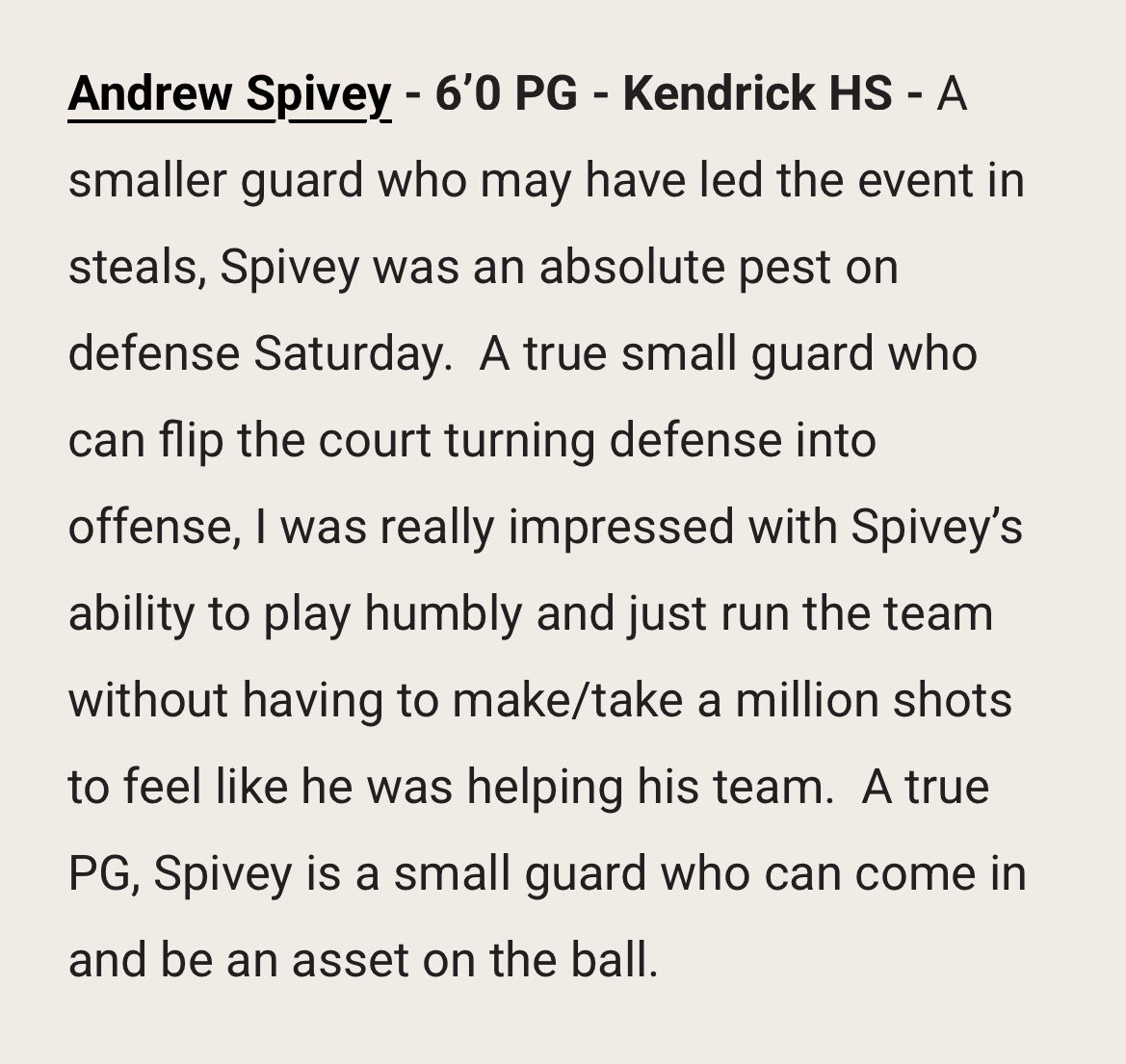 A special thank you <a href="/swish_scout/">SWISH SCOUTING</a> <a href="/BTS_Report/">Baseline To Sideline(Ωψφ)</a> for having me compete against some high level talent and displaying my skills and things i can bring to the table. Very grateful  to compete in front of some college coaches!