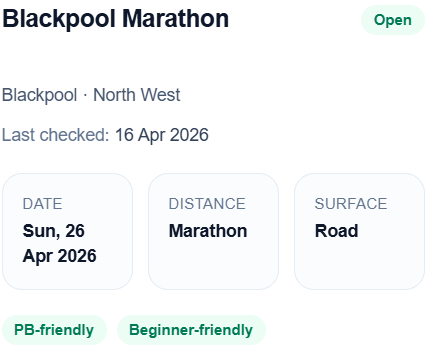 RaceScanUK's tweet image. 🏃‍♂️ Finding a good race shouldn’t be this hard.

❌ Outdated info
❌ Dead entry links

I’m building something better 👇
→ racescan.co.uk

UK running races.
Real entry status. Verified links.
Growing weekly.